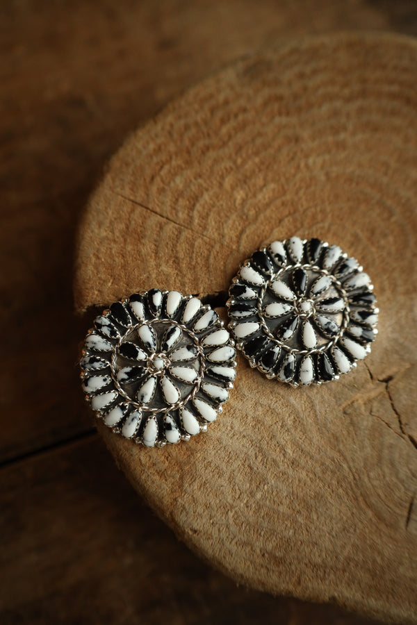 White Buffalo Teardrops Circles Post Earring 