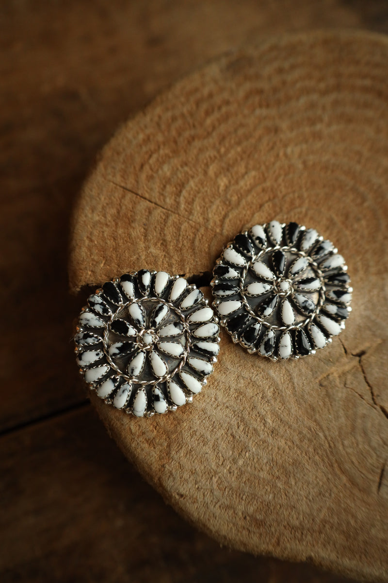 White Buffalo Teardrops Circles Post Earring 