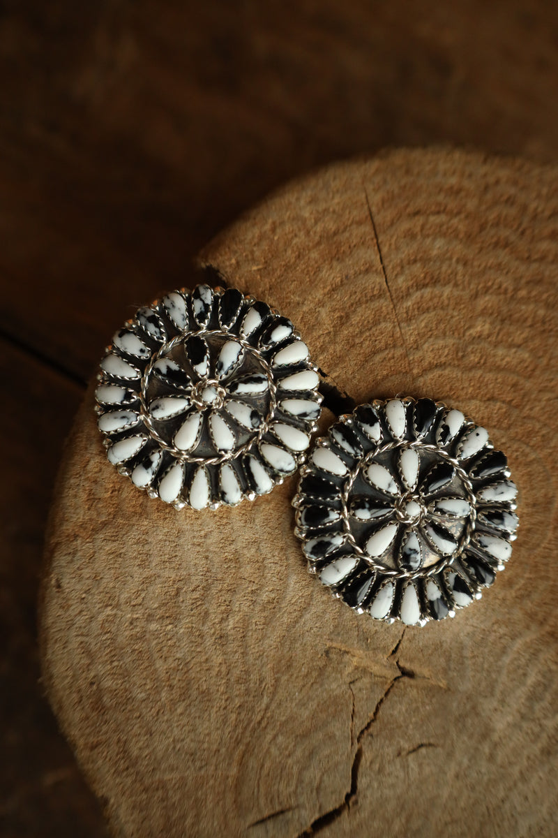 White Buffalo Teardrops Circles Post Earring 