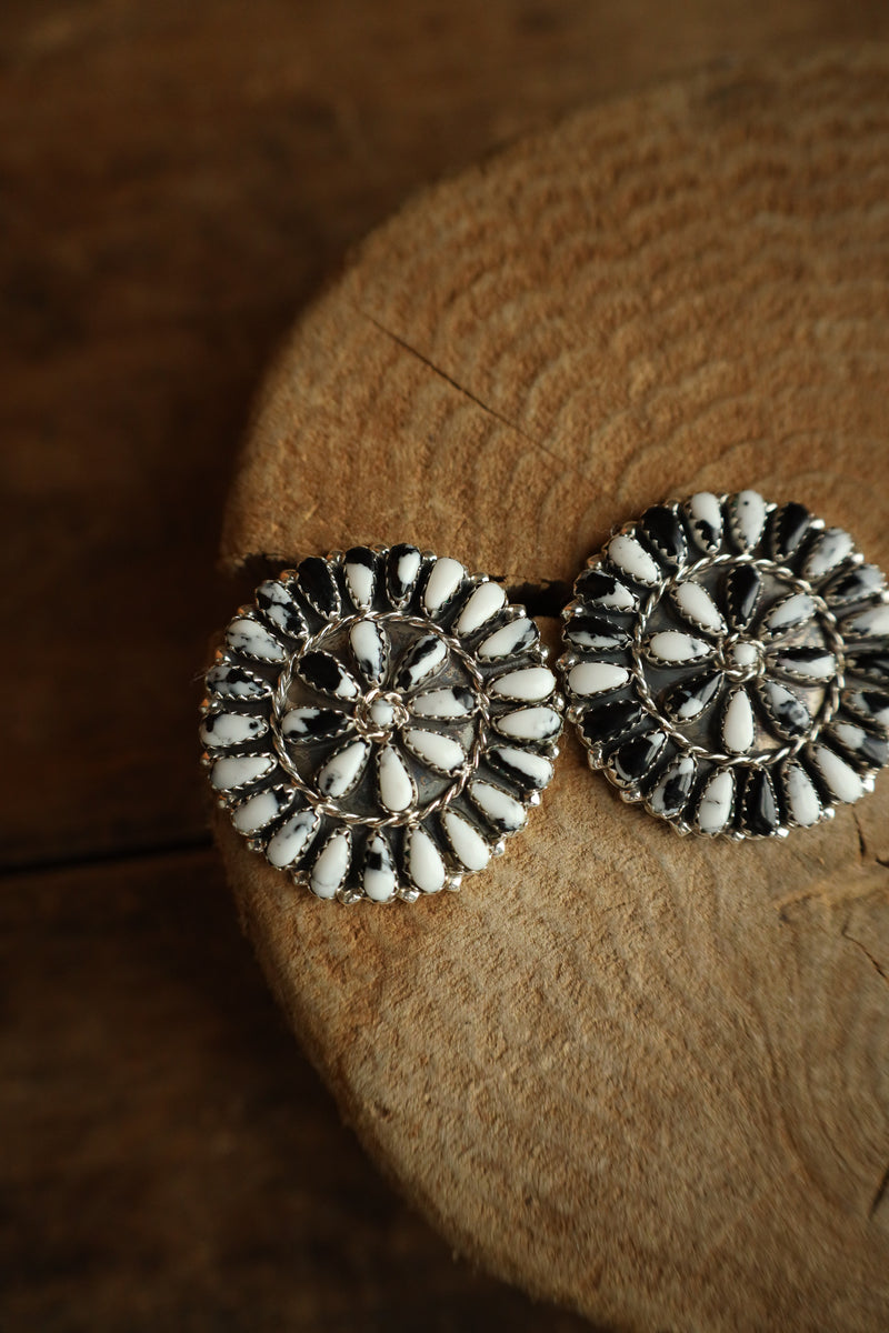 White Buffalo Teardrops Circles Post Earring 