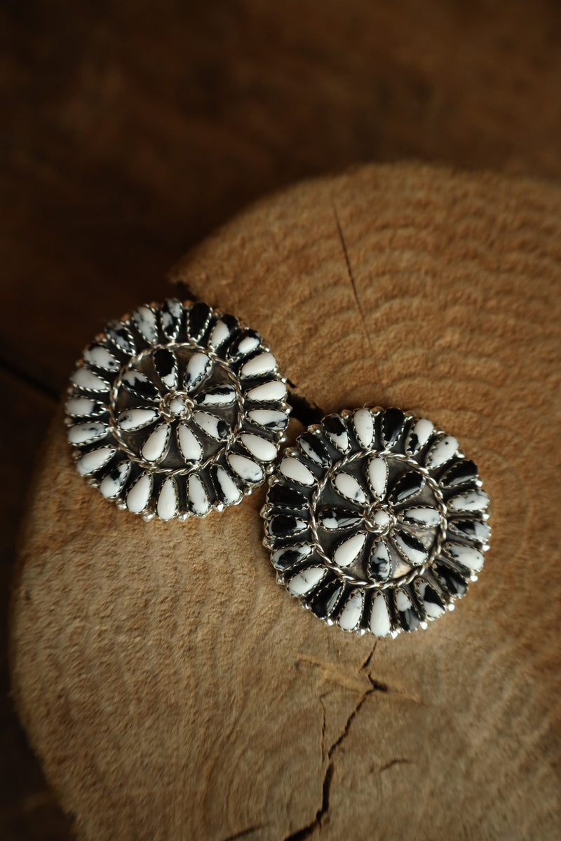 White Buffalo Teardrops Circles Post Earring 