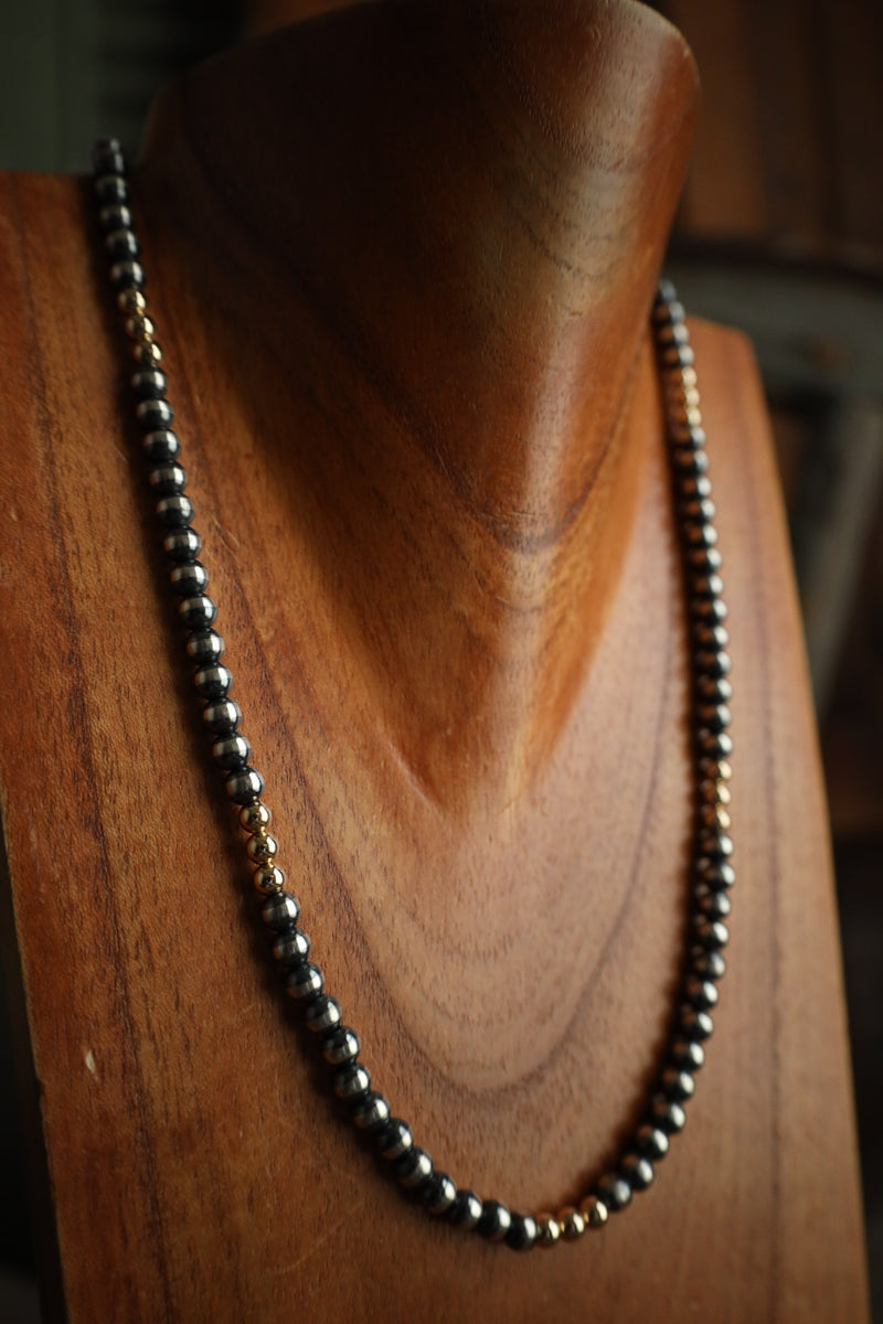 22" Navajo Pearls With Gold Filled Beads Necklace 