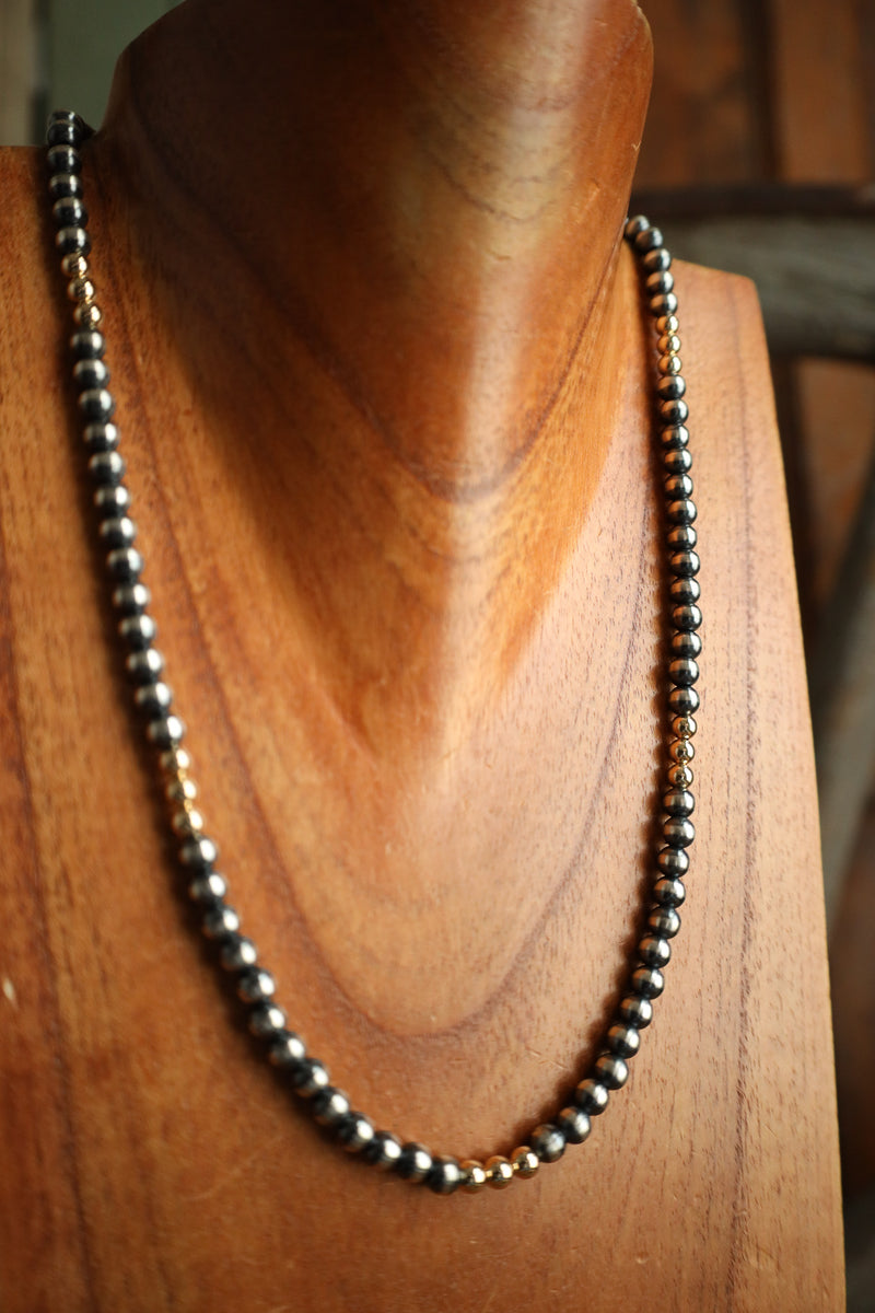 22" Navajo Pearls With Gold Filled Beads Necklace 