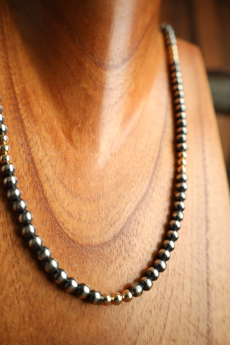 22" Navajo Pearls With Gold Filled Beads Necklace 