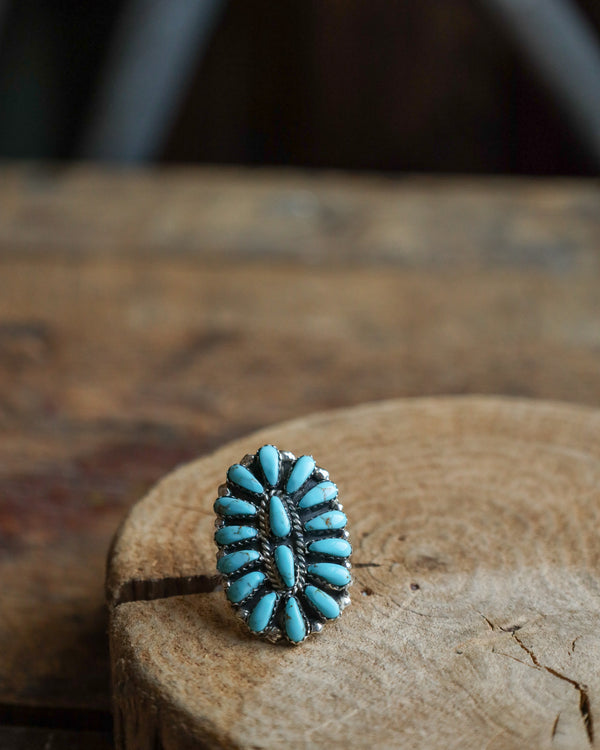 Turquoise Oval Shield Ring- Size 5.5