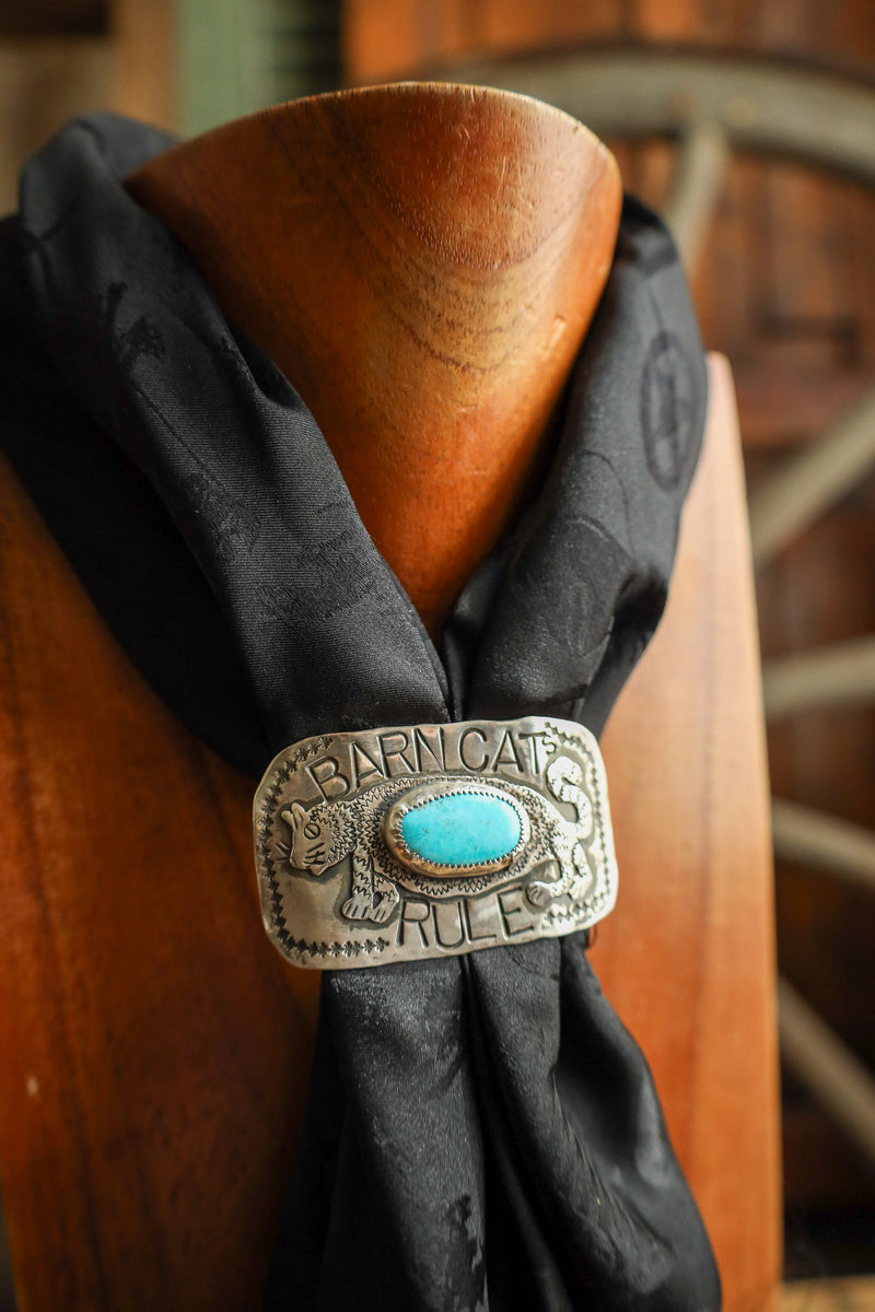 Margaret Sullivan Barn Cats Rule Turquoise Scarf Slide 