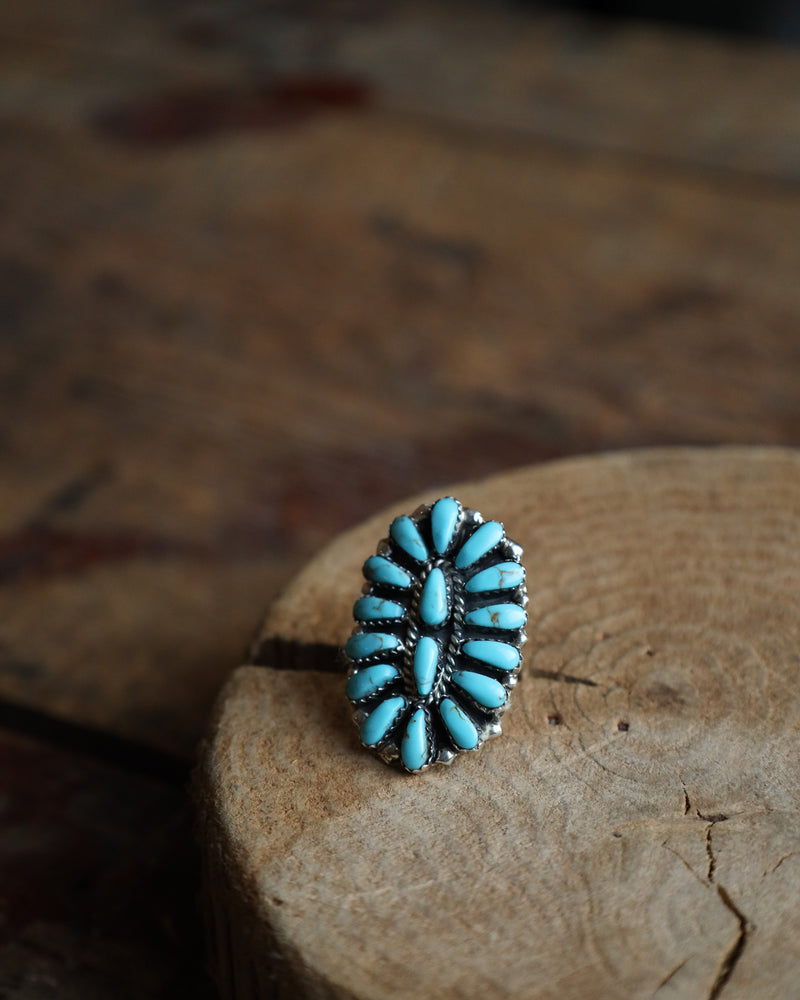 Turquoise Oval Shield Ring- Size 5.5