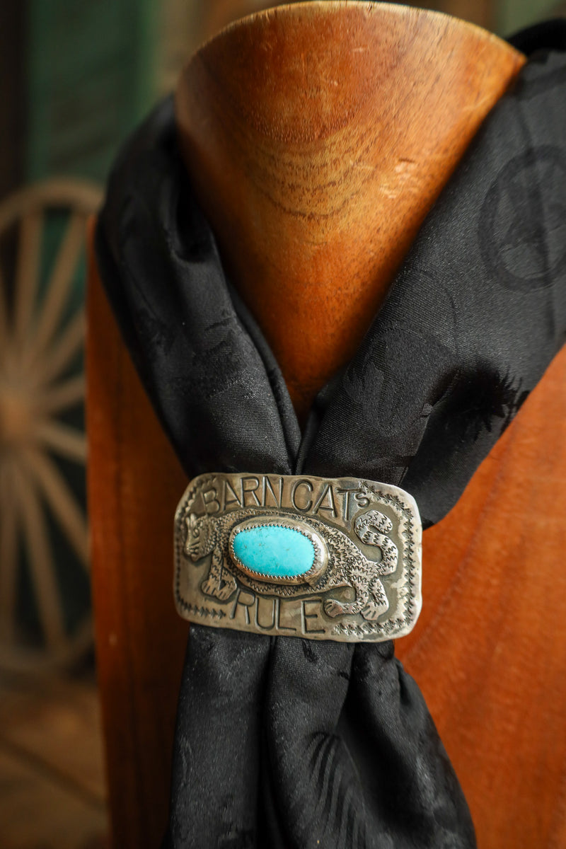 Margaret Sullivan Barn Cats Rule Turquoise Scarf Slide 