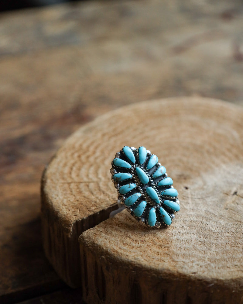 Turquoise Oval Shield Ring- Size 5.5