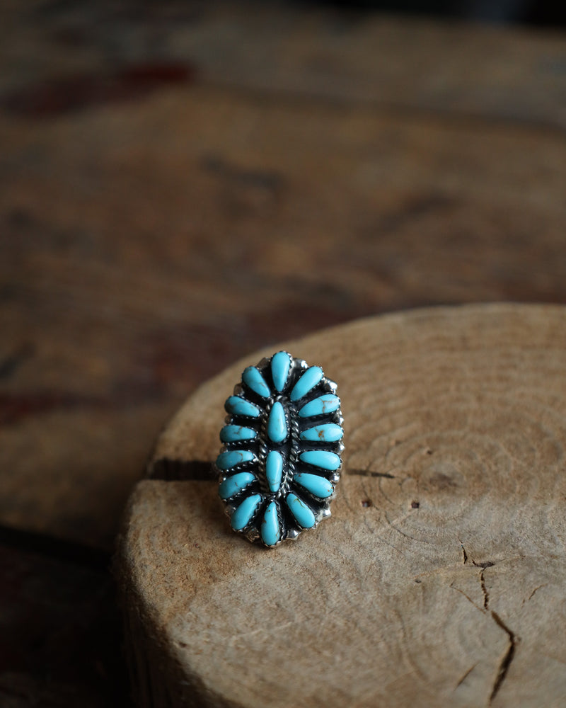 Turquoise Oval Shield Ring- Size 5.5