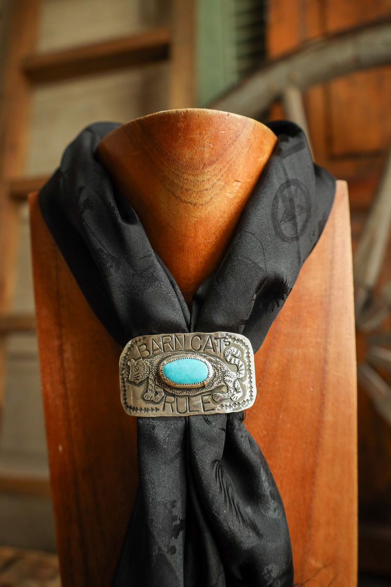 Margaret Sullivan Barn Cats Rule Turquoise Scarf Slide 