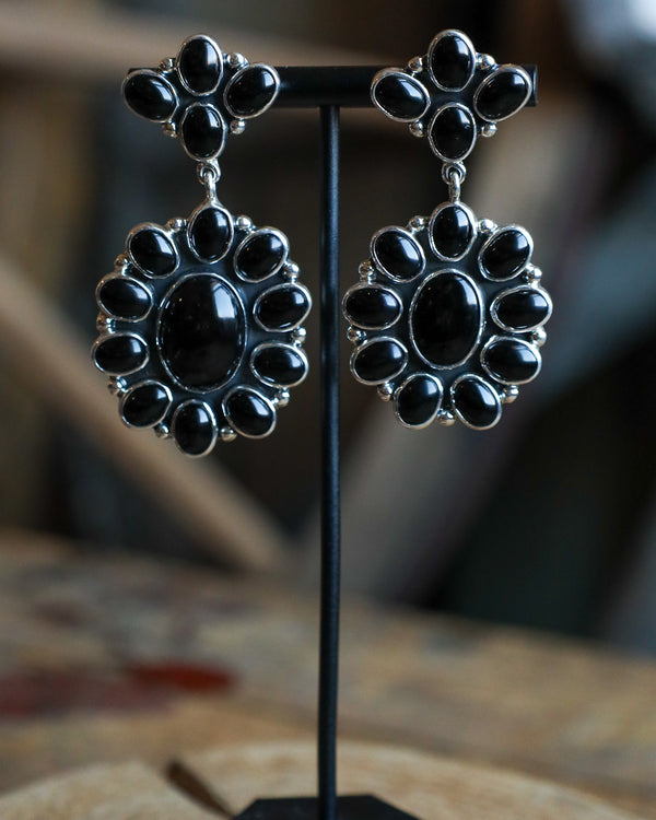 Federico Onyx Ovals Drop Post Earring 