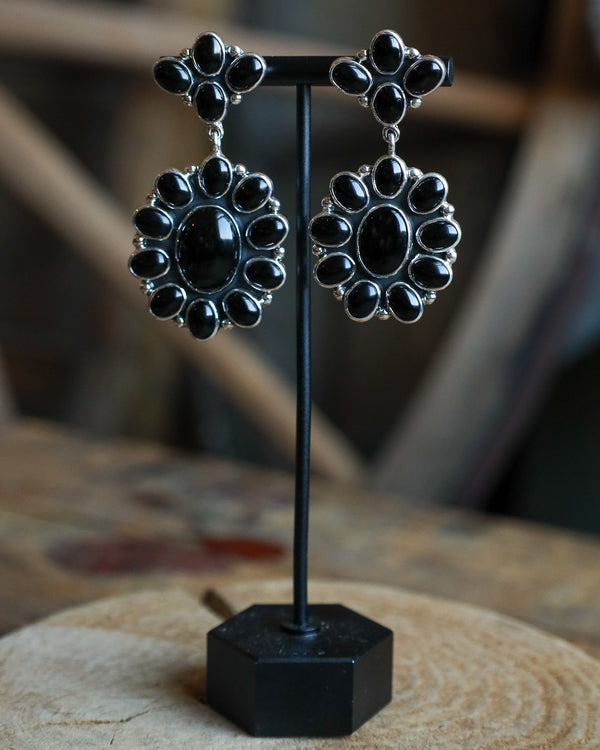 Federico Onyx Ovals Drop Post Earring 