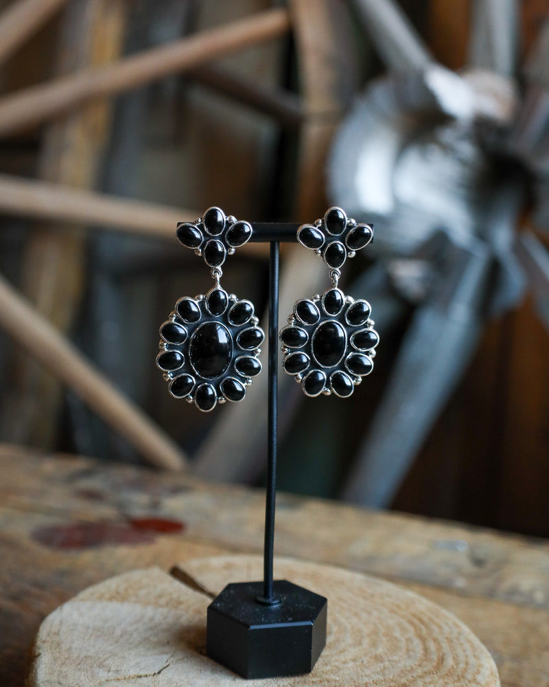 Federico Onyx Ovals Drop Post Earring 