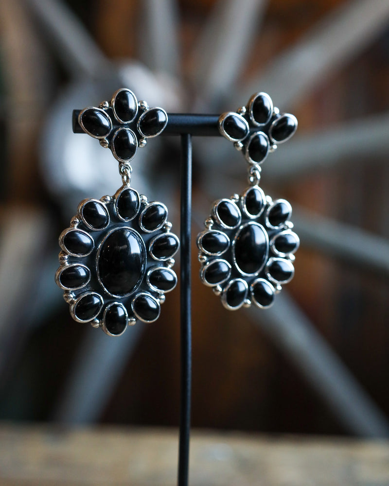 Federico Onyx Ovals Drop Post Earring 