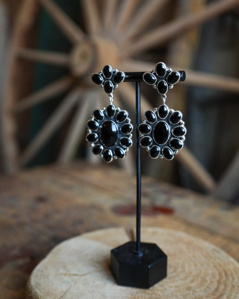 Federico Onyx Ovals Drop Post Earring 