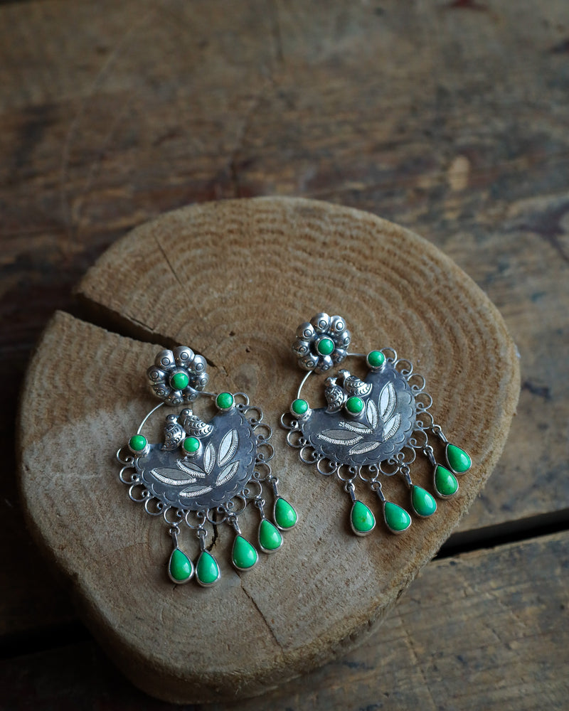 Federico Green Turquoise Teardrops With Loops Earring 