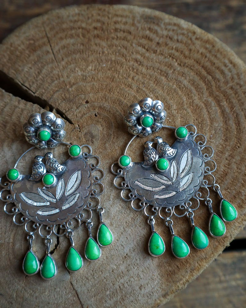 Federico Green Turquoise Teardrops With Loops Earring 