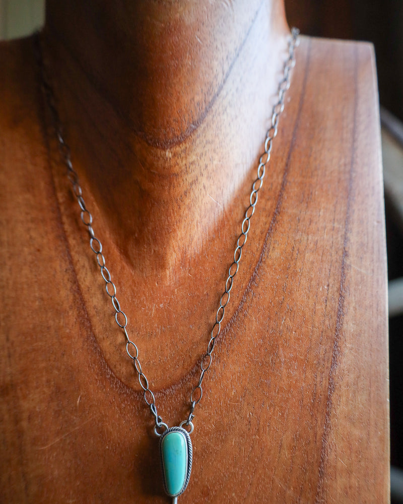 3 Kingman Turquoise Drop On Chain Necklace 