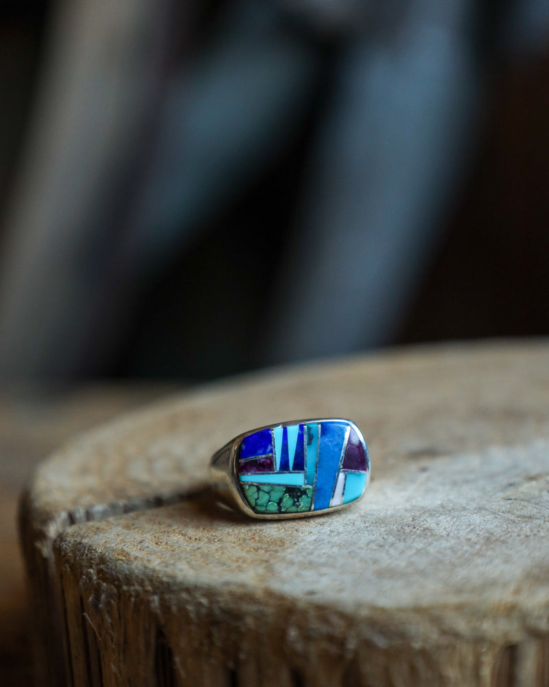 Blue Multi Inlay Ring- Size 10.5