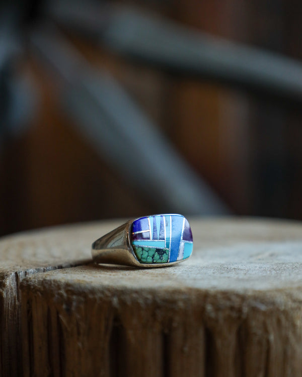 Blue Multi Inlay Ring- Size 10.5