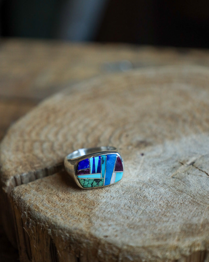 Blue Multi Inlay Ring- Size 10.5