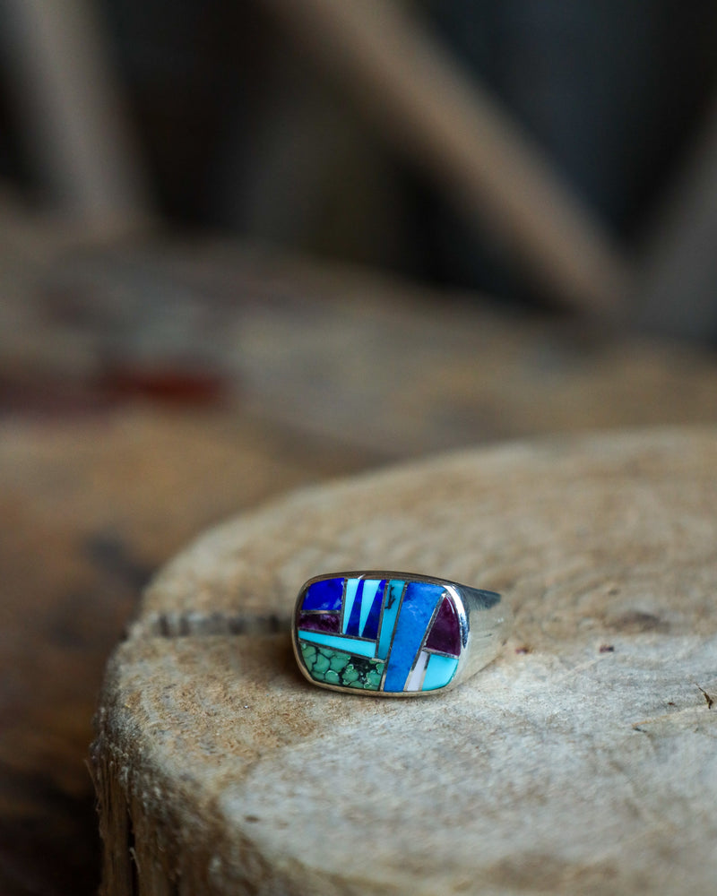 Blue Multi Inlay Ring- Size 10.5