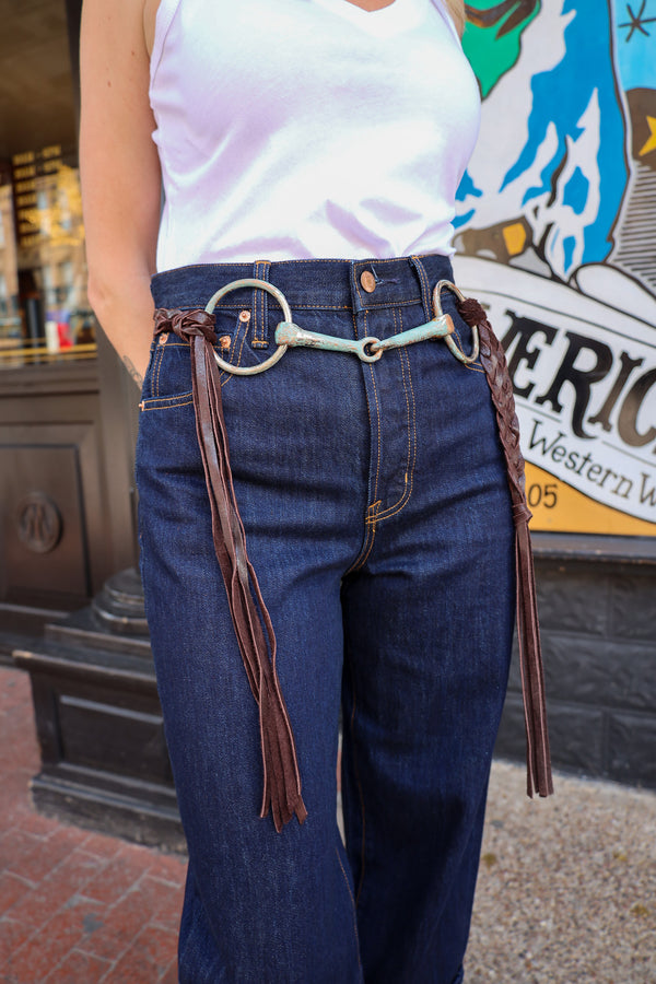 A Rare Bird Women's Bit and Braided Leather Belt- Brown