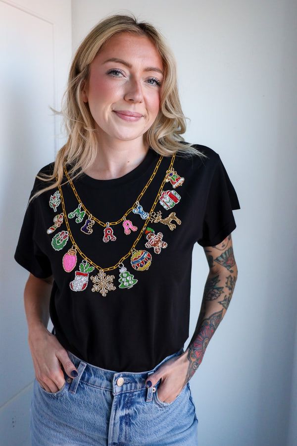 Queen Of Sparkles Christmas Necklace Tee