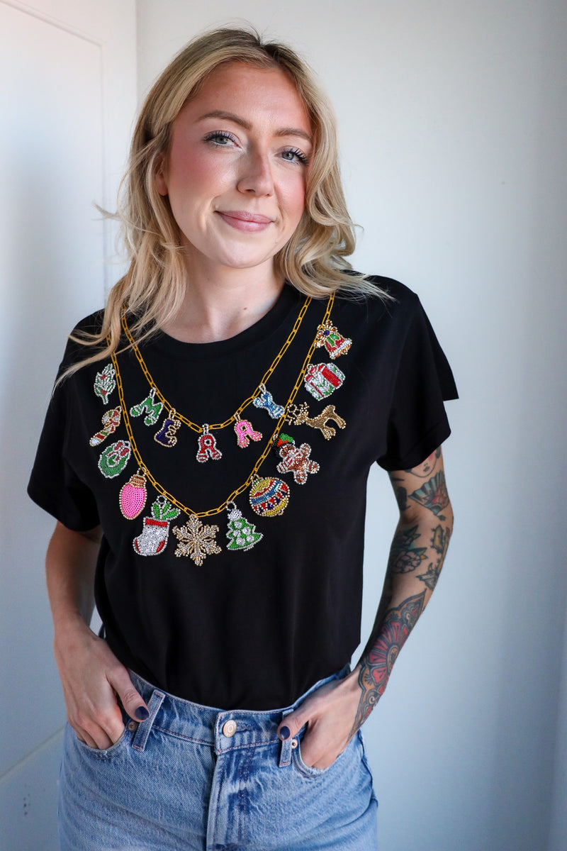 Queen Of Sparkles Christmas Necklace Tee