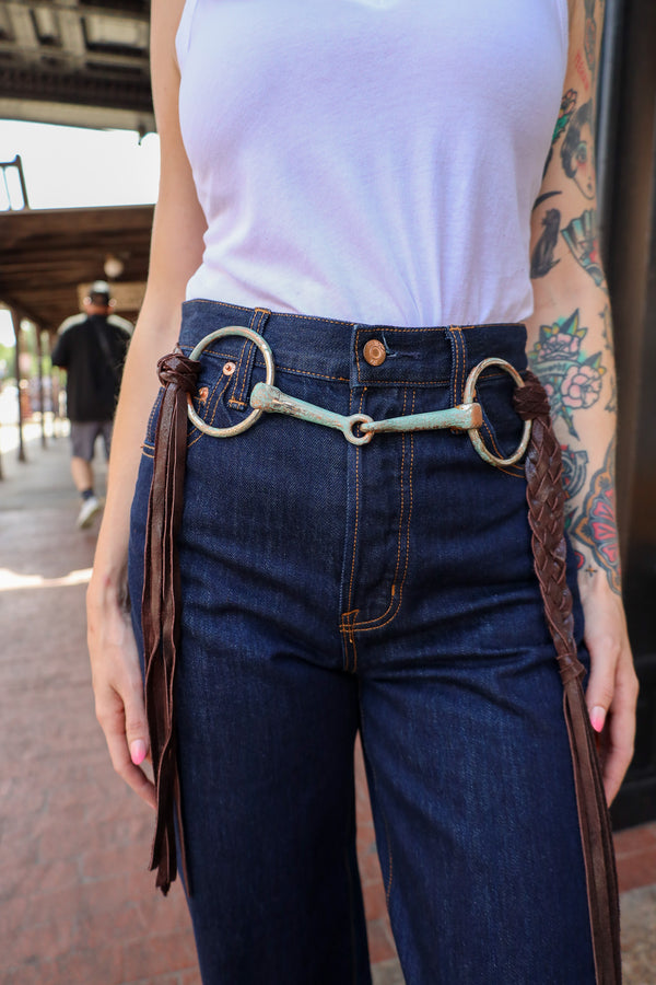 A Rare Bird Women's Bit and Braided Leather Belt- Brown