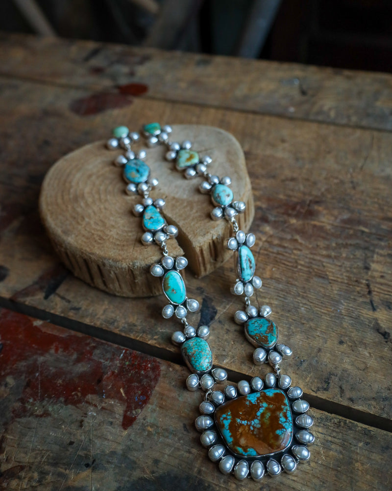 Federico Turquoise and Pearls Necklace 