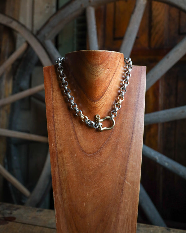 V2 Designs Shackle Chunky Mixed Metals Necklace