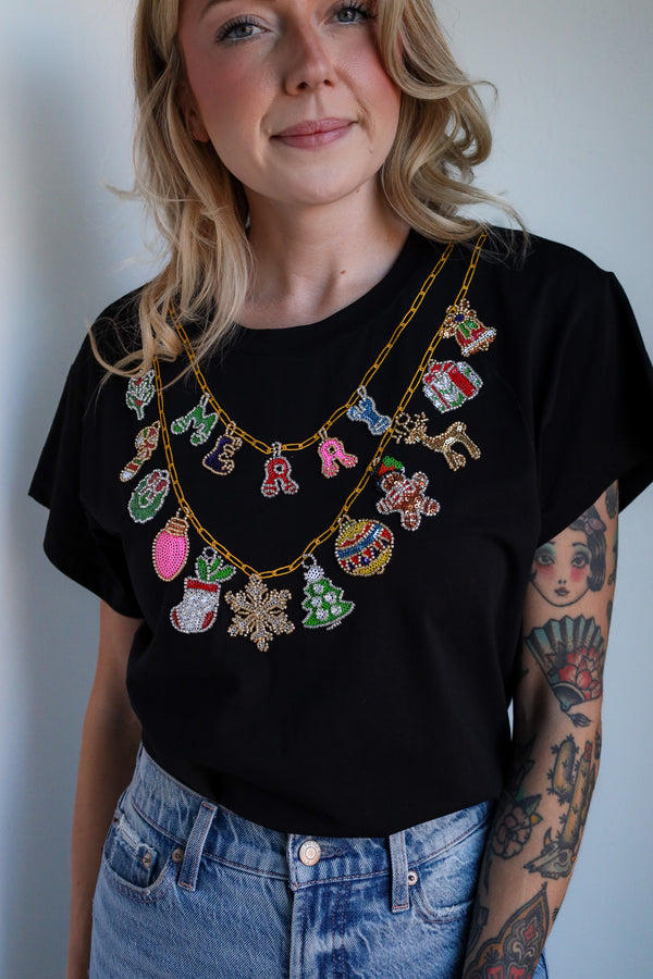 Queen Of Sparkles Christmas Necklace Tee
