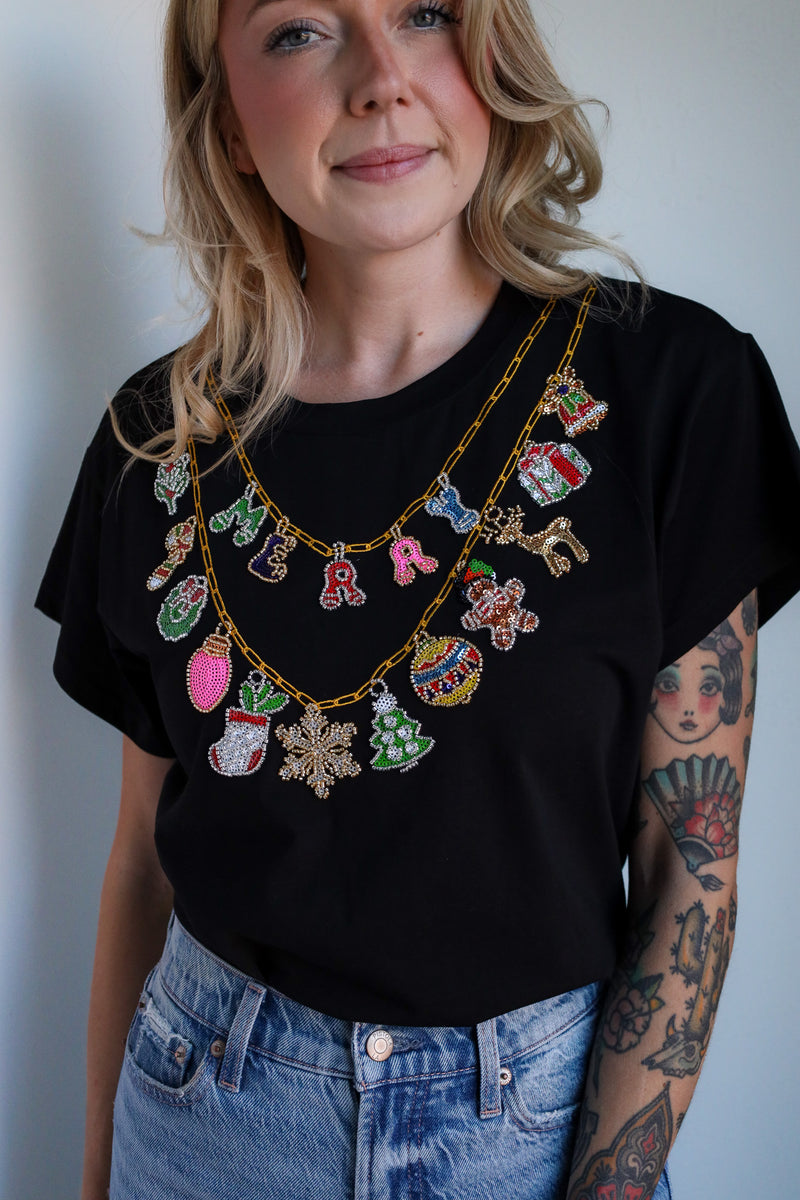 Queen Of Sparkles Christmas Necklace Tee