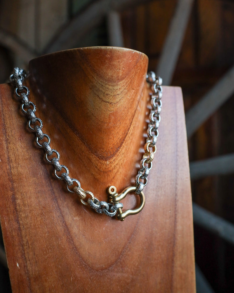 V2 Designs Shackle Chunky Mixed Metals Necklace