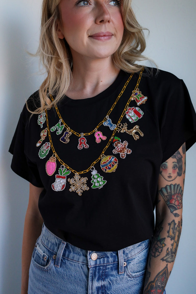 Queen Of Sparkles Christmas Necklace Tee