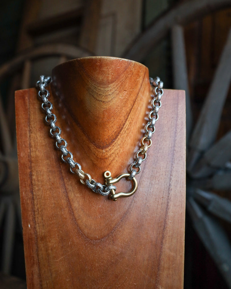 V2 Designs Shackle Chunky Mixed Metals Necklace