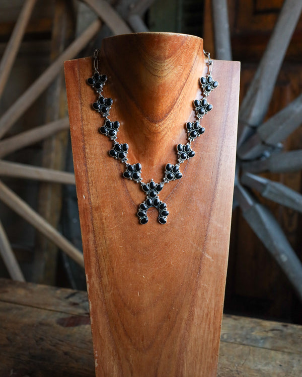 Federico Onyx Squash Blossom Necklace