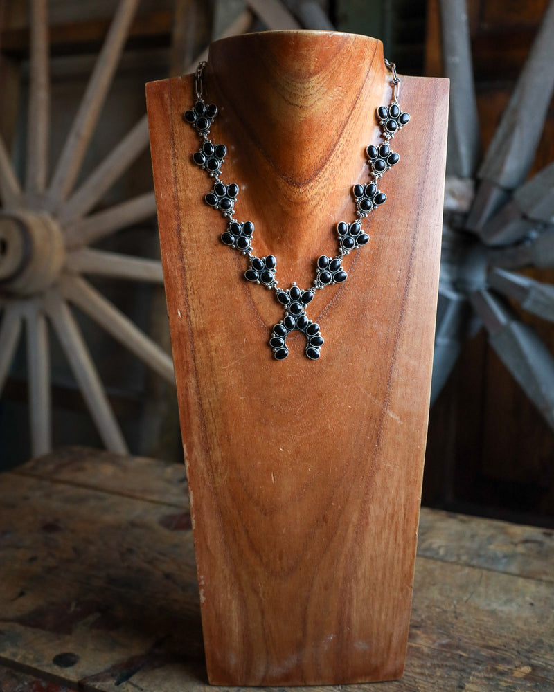 Federico Onyx Squash Blossom Necklace