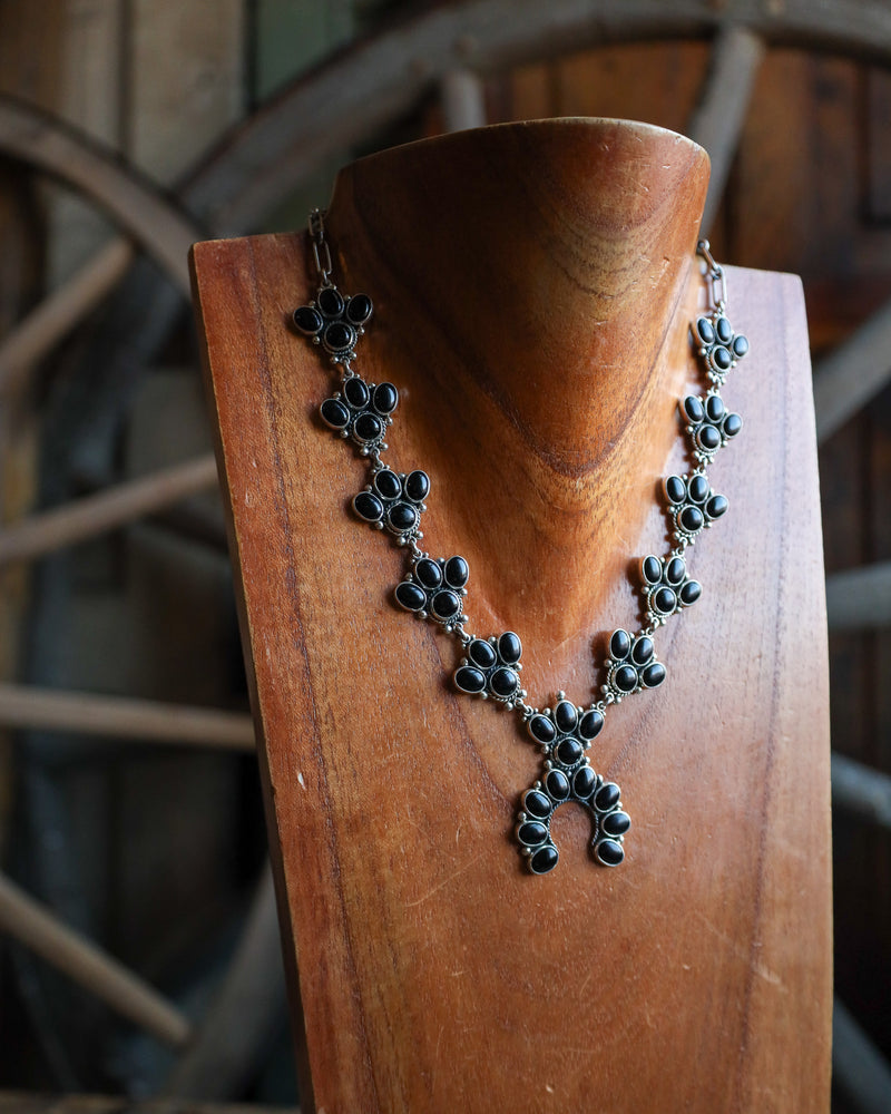 Federico Onyx Squash Blossom Necklace