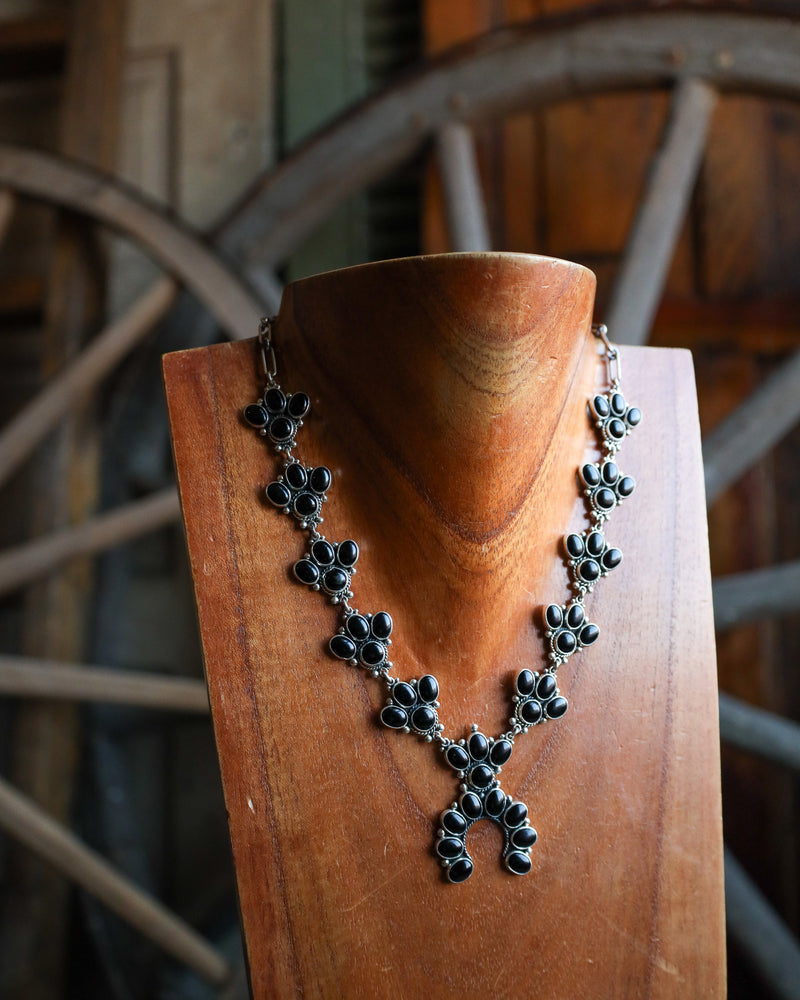 Federico Onyx Squash Blossom Necklace