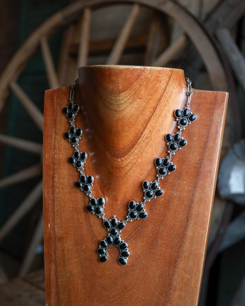 Federico Onyx Squash Blossom Necklace