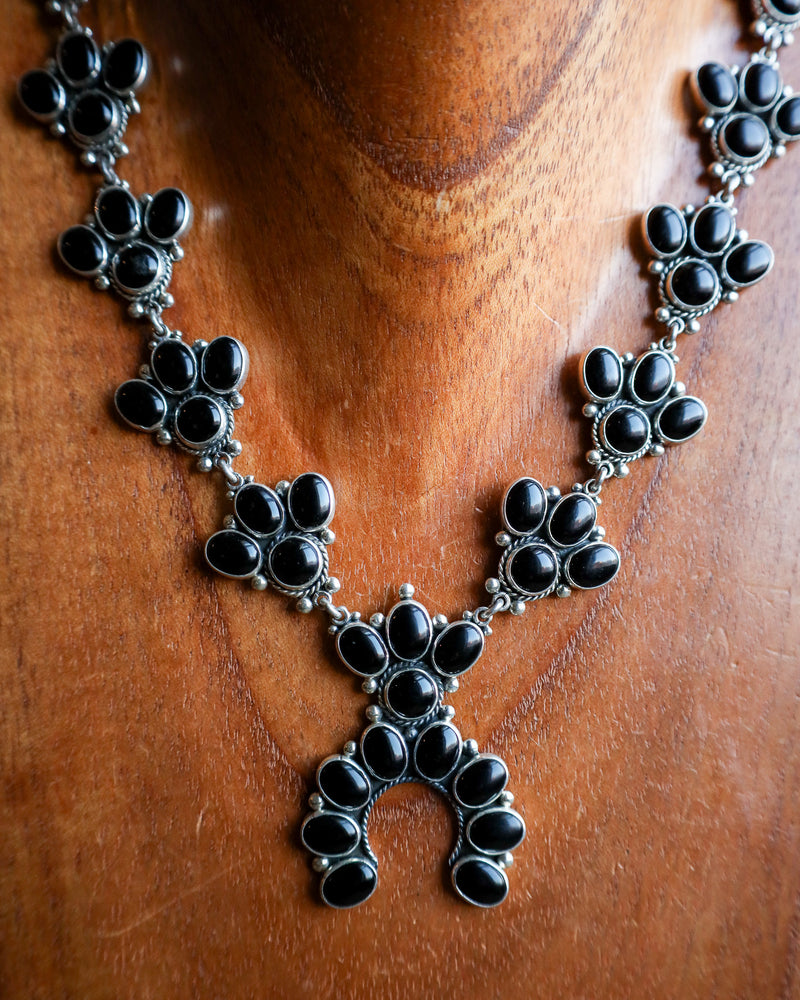 Federico Onyx Squash Blossom Necklace