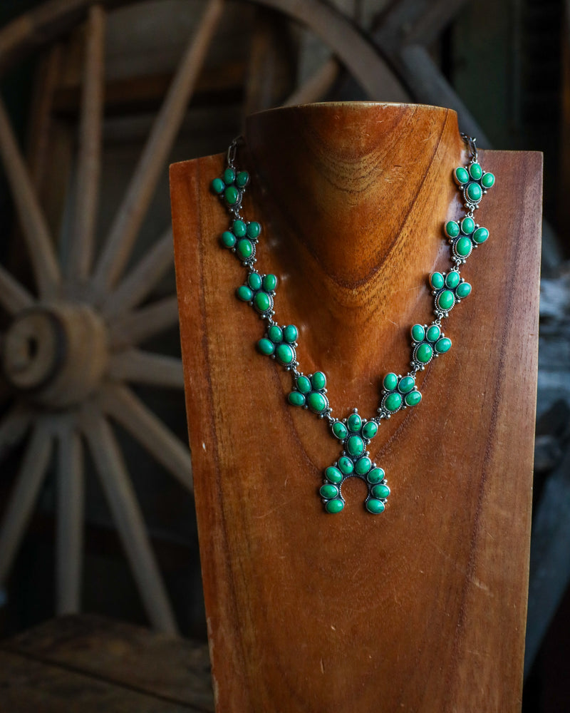 Federico Green Turquoise Squash Blossom Necklace 