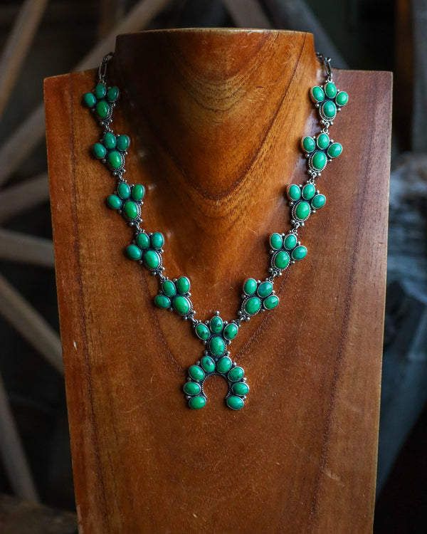 Federico Green Turquoise Squash Blossom Necklace 