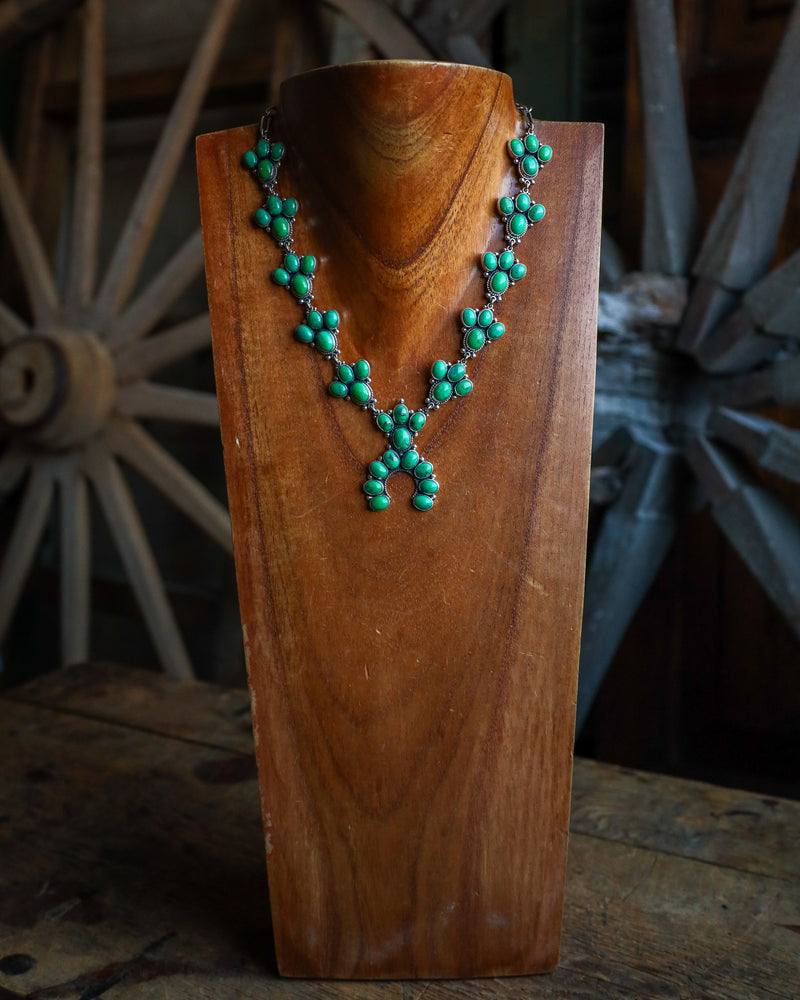 Federico Green Turquoise Squash Blossom Necklace 