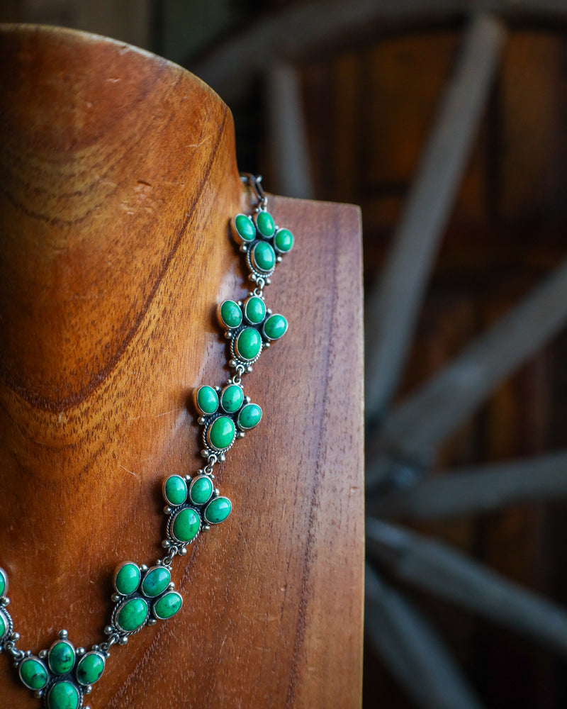 Federico Green Turquoise Squash Blossom Necklace 