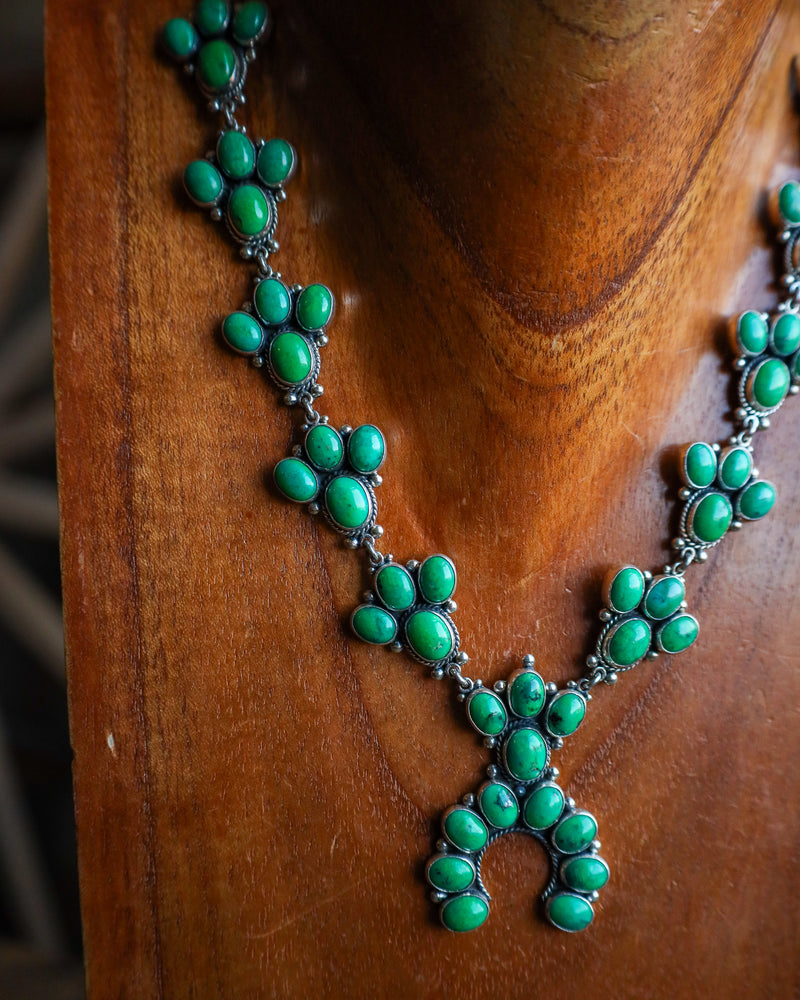 Federico Green Turquoise Squash Blossom Necklace 