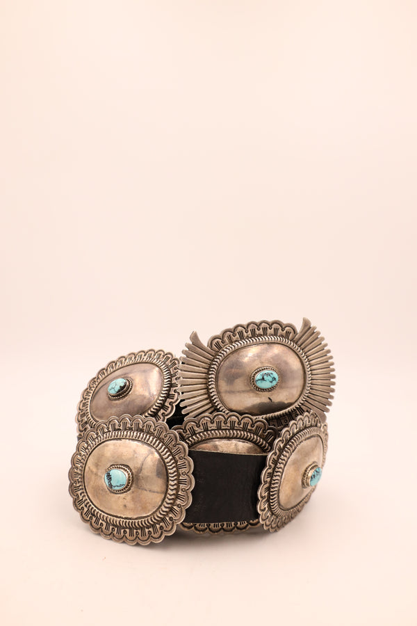 Sterling silver and turquoise concho belt 